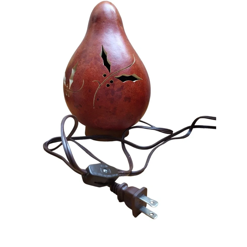 MEADOWBROOKE Gourd ‎ Hand-crafted Lighted Lamp Luminary Autumn Nightlight Signed
